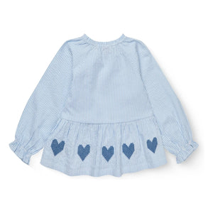 Copenhagen Colors - Striped Embroidered Blouse Seersucker Organic Cotton | Light Blue