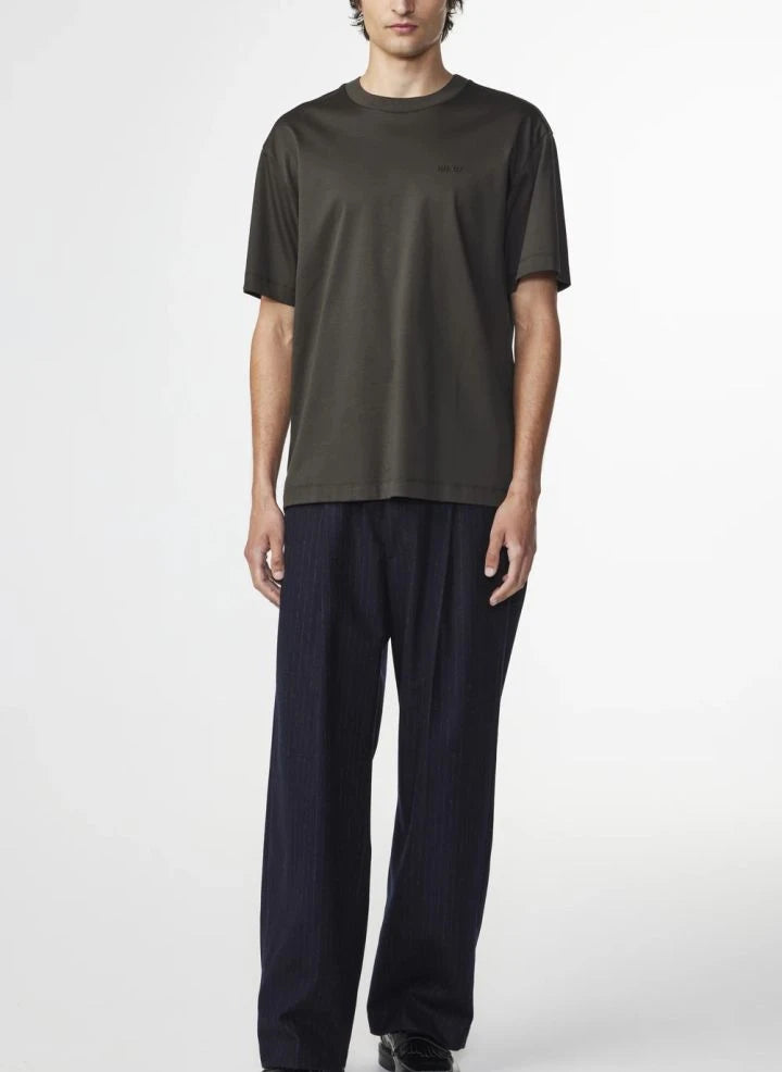 NN.07 - Nat Logo 3525 organik pamuklu T-shirt | Koyu haki