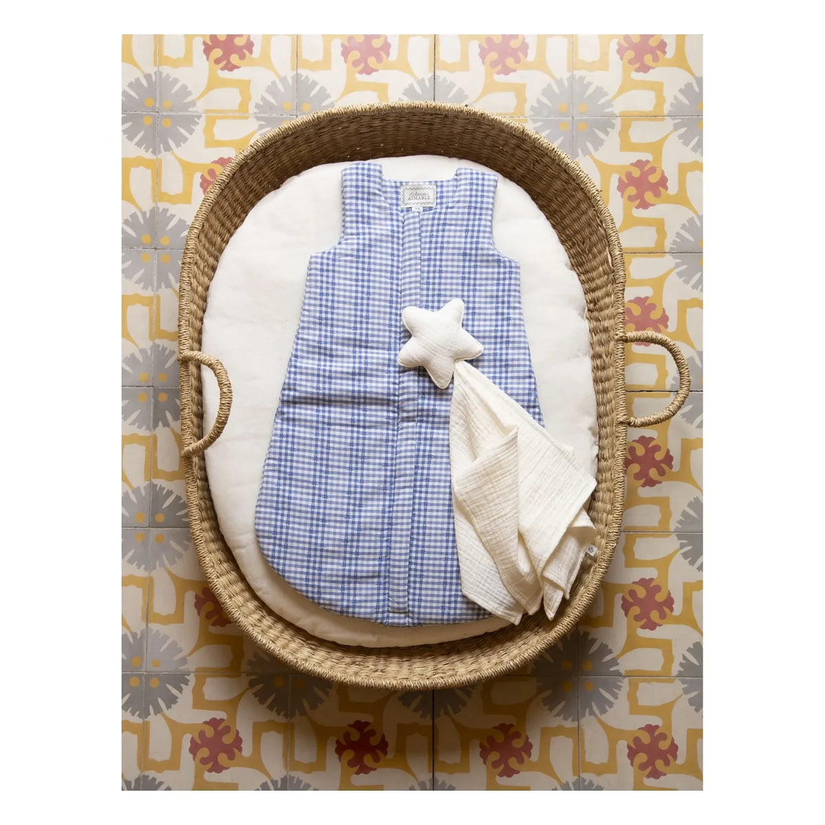 Editions Aimable - Gaston saco de dormir de invierno | Algodón Vichy azul