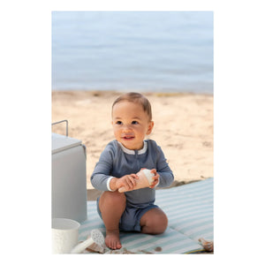 Petit Lem - Texturierter recycelter Faser-UV-Schutz Overall-Shorts | Blau