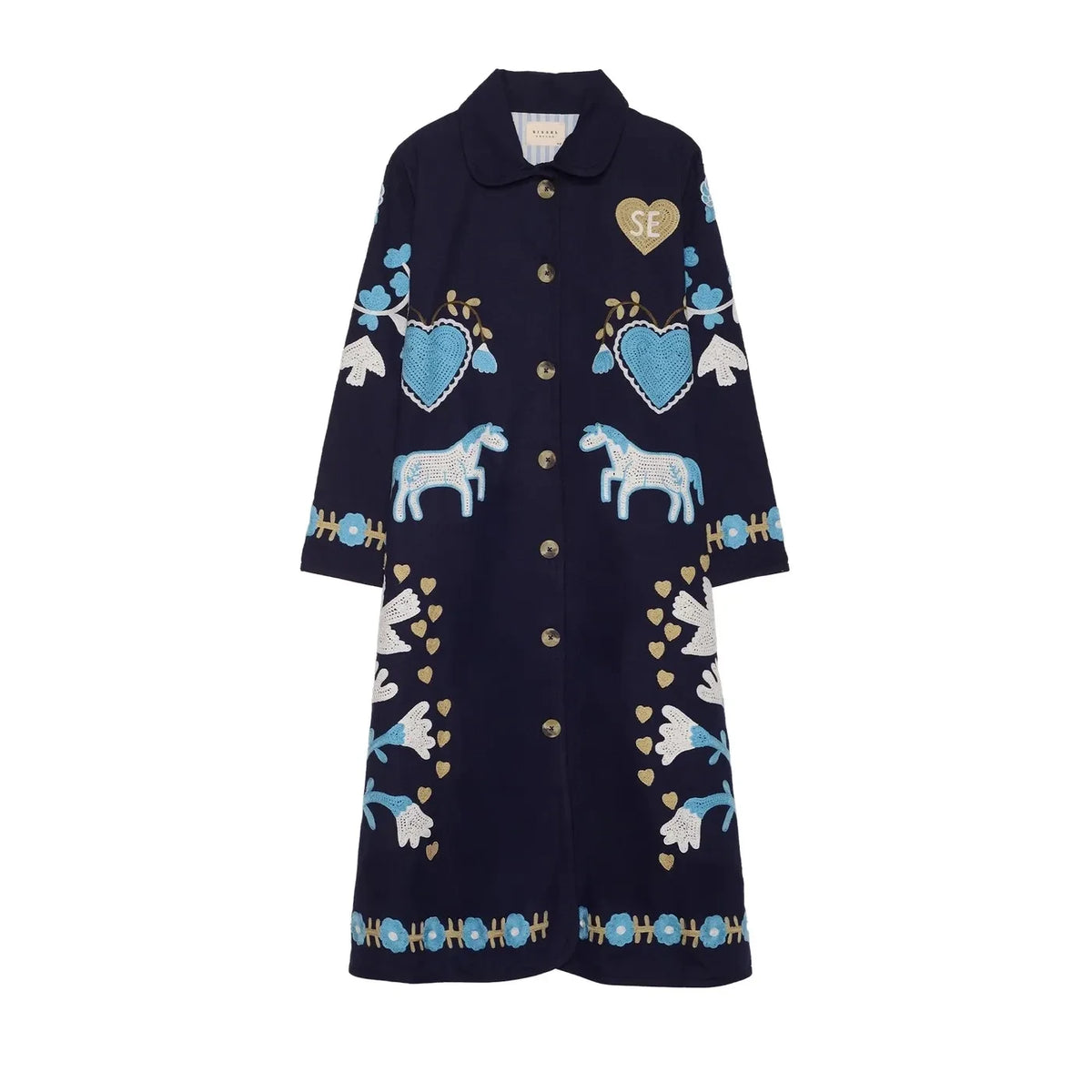 SISSEL EDELBO - Jacke aus Bio-Baumwolle mit Pferde-Stickerei | Marineblau