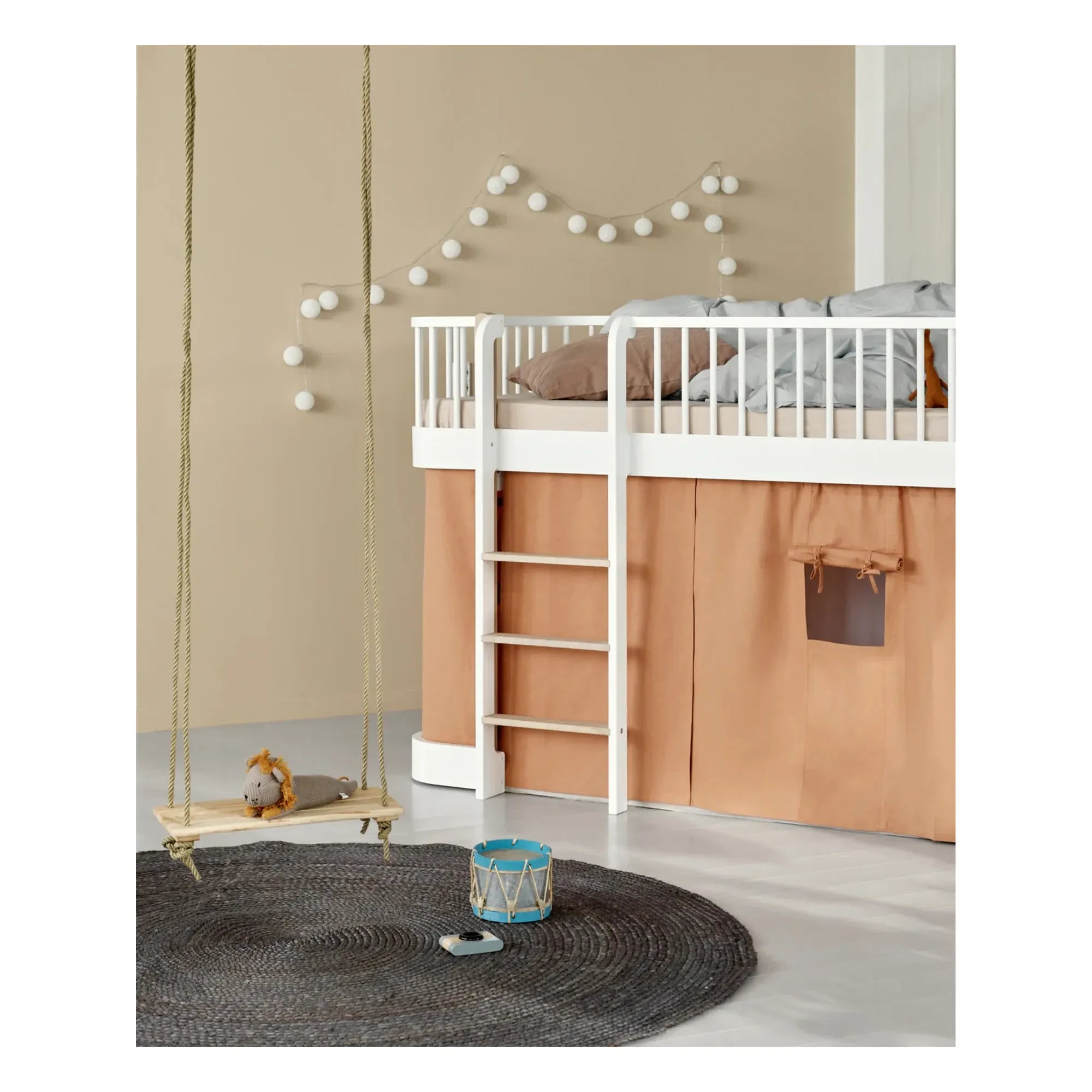 Oliver Furniture - Karyola altı için perde kabini / ranza yatağı Ahşap Orijinal 138 cm | Karamel