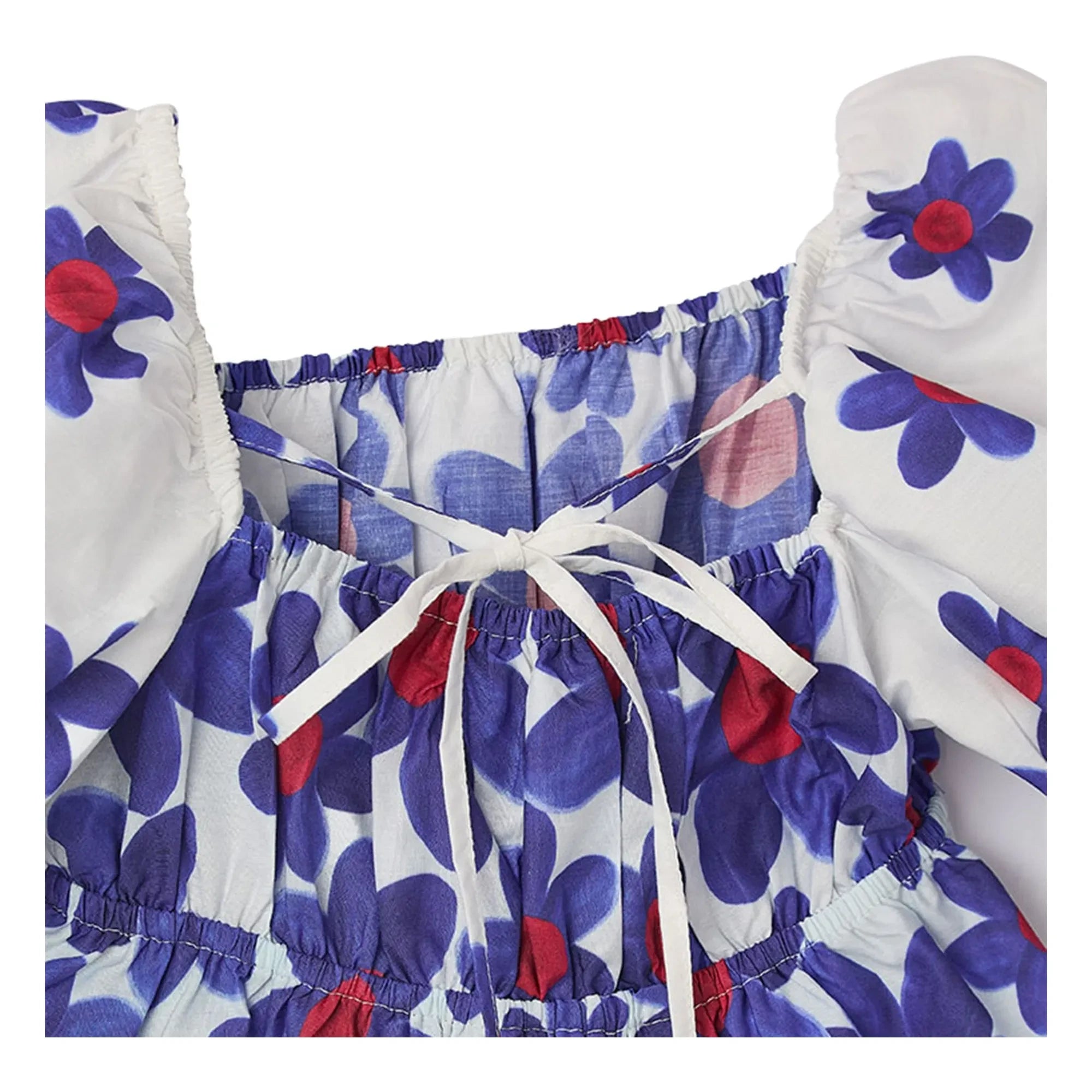 Fabula - Vestido Midi Floral con Mangas Abullonadas | Blanco