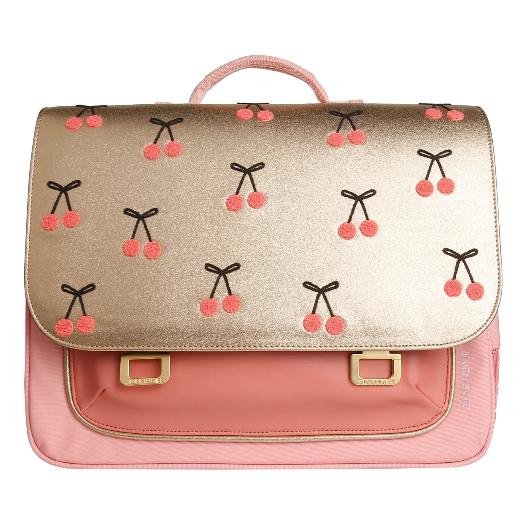 Jeune Premier - Midi Cherry Pompon School Bag | Gold