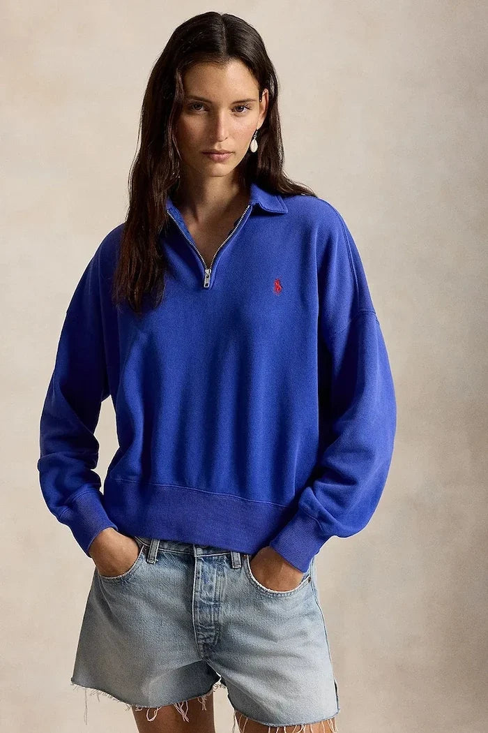 Polo Ralph Lauren kadın pamuklu fermuarlı sweatshirt