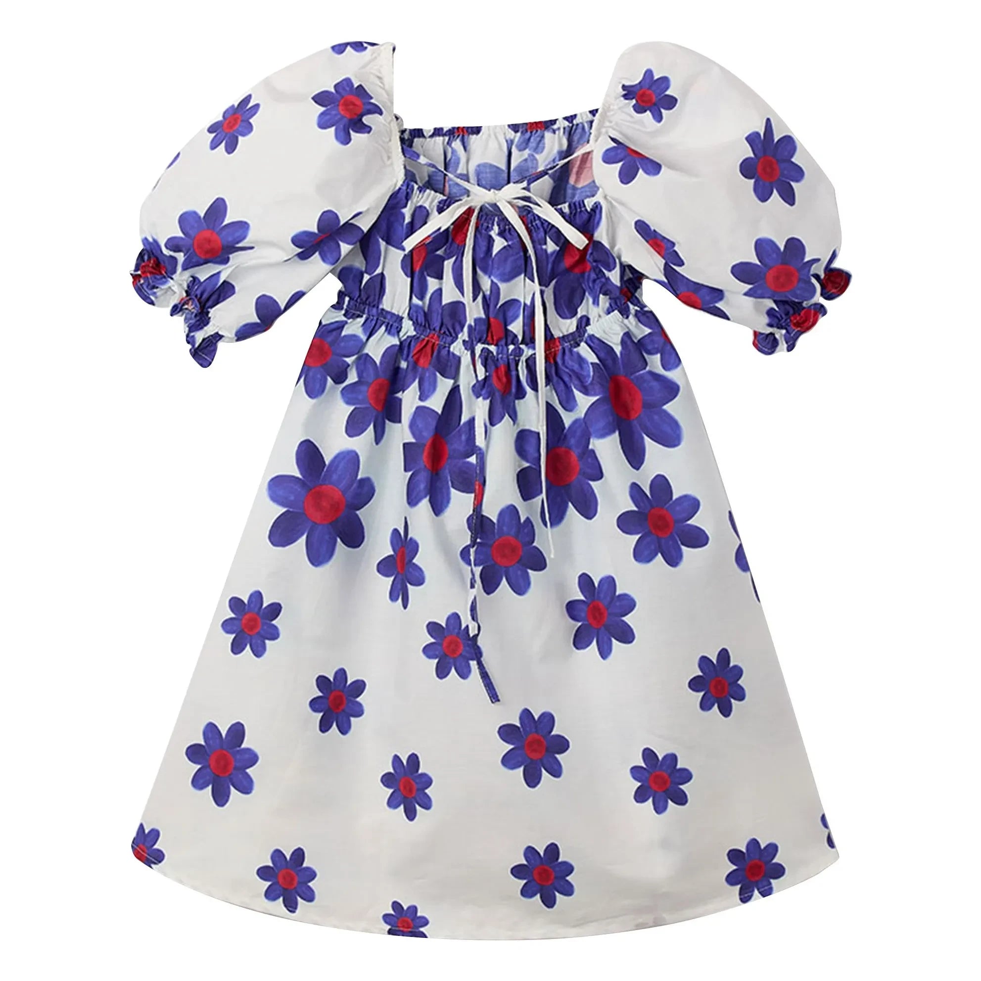 Fabula - Vestido Midi Floral con Mangas Abullonadas | Blanco