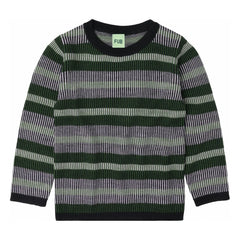 FUB - Gestreifter Pullover Feinstrick Merinowolle | Marineblau
