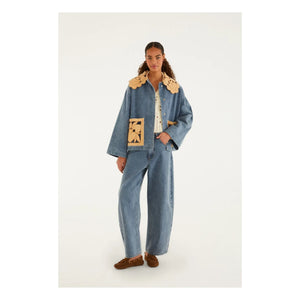 Farm Rio - Cazadora Richelieu de algodón y denim | Azul