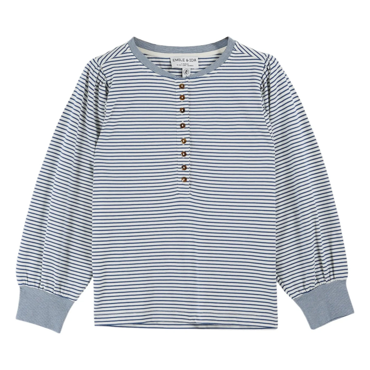 Emile et Ida - Claire çizgili organik pamuklu T-shirt | Mavi