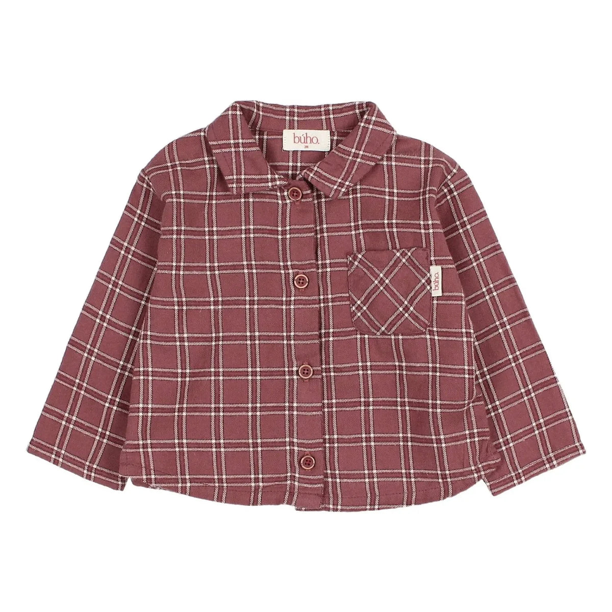 Búho - Camisa escocesa bebé | Burdeos
