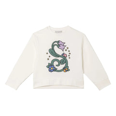 Stella McCartney Kids – Blumen-Sweatshirt aus Bio-Baumwolle | Elfenbein