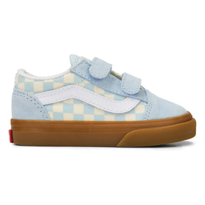 Vans - Zapatillas de velcro Old Skool V Gum Check | Azul pálido