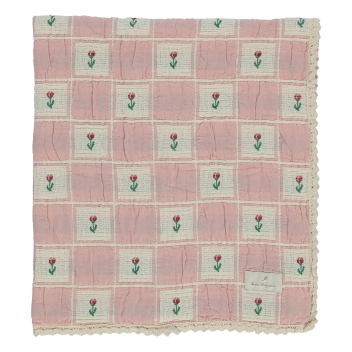 Bebe Organic - Bella Tulips Organic Cotton Blanket | Pink