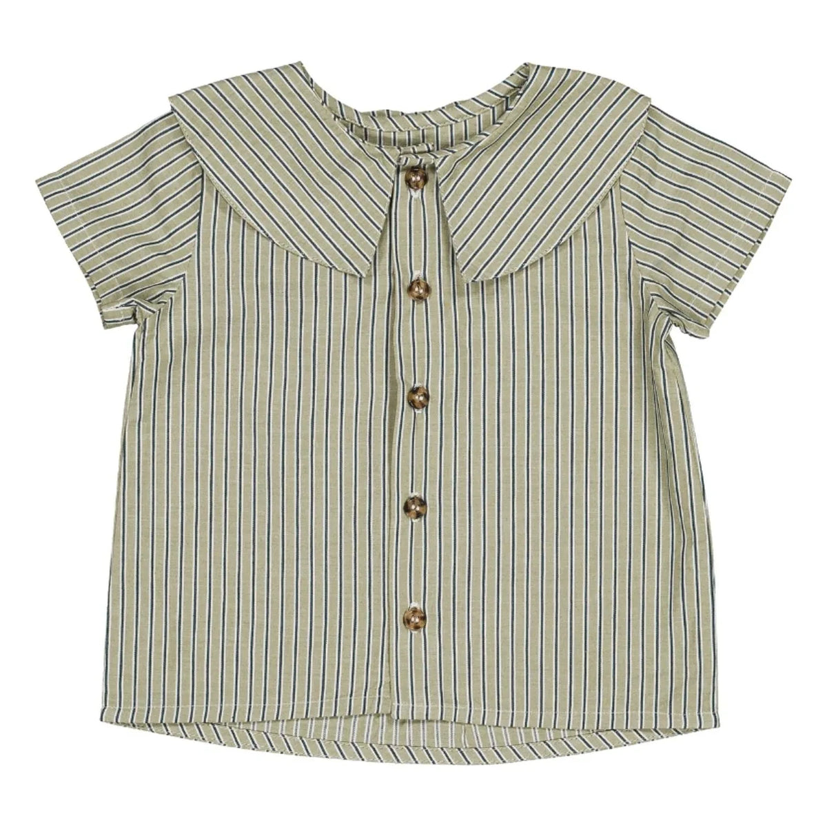 Loir - Lorette Çizgili Organik Pamuk Gömlek | Yeşil