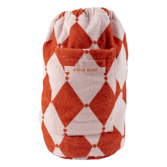 Jera Mini - Rosa | Mochila con bolsillo de tela de toalla con rombos