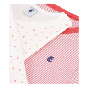 Petit Bateau - Conjunto de pijama de 2 piezas Corazón | Rosa