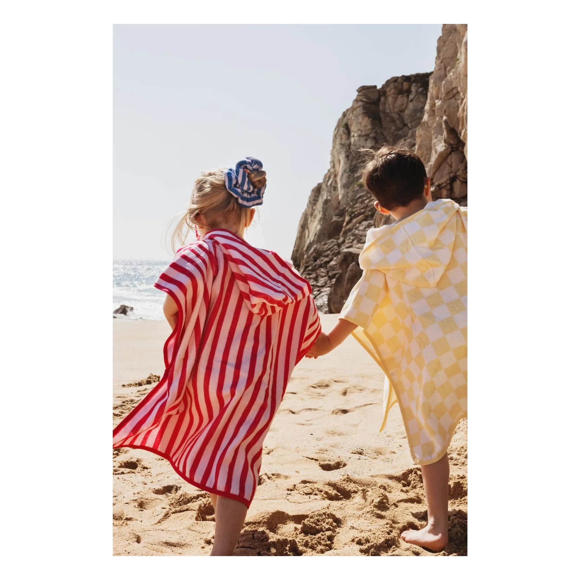 Jera Mini - Gingham Towel Poncho | Light Yellow