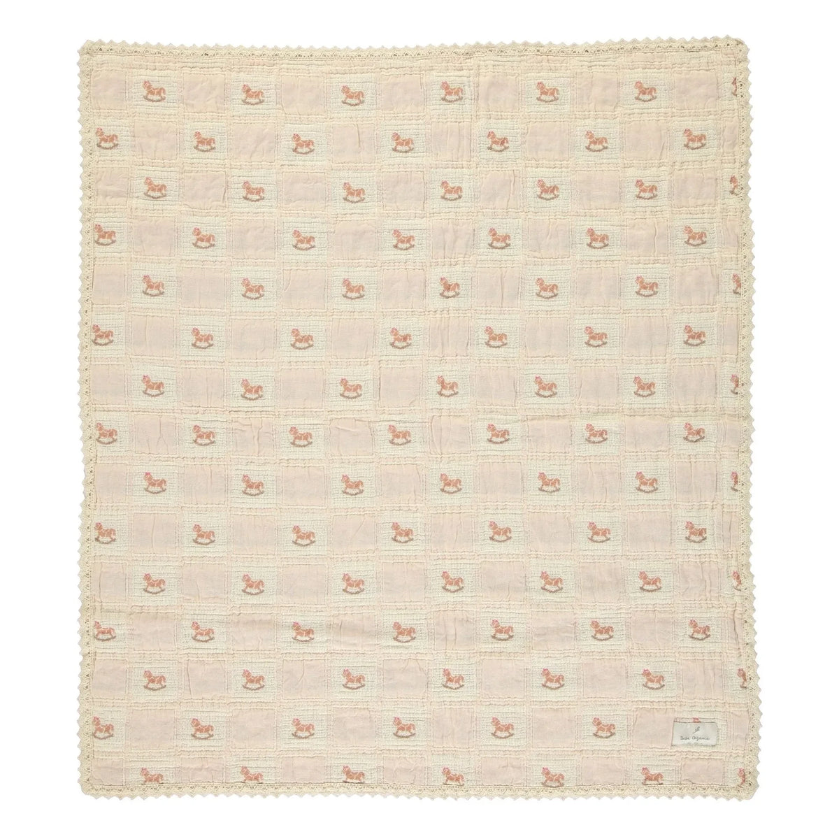 Bebe Organic - Schaukelpferd Bio-Baumwolldecke | Dusty Pink