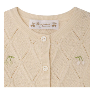 Bonpoint - Lysandra Cerises Wollcardigan | Creme