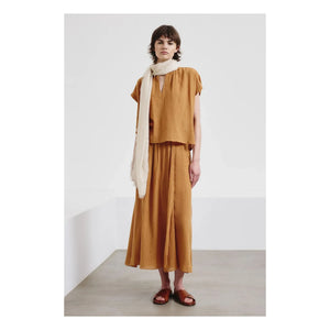 Pomandère - Short sleeve blouse Organic cotton gauze | Apricot