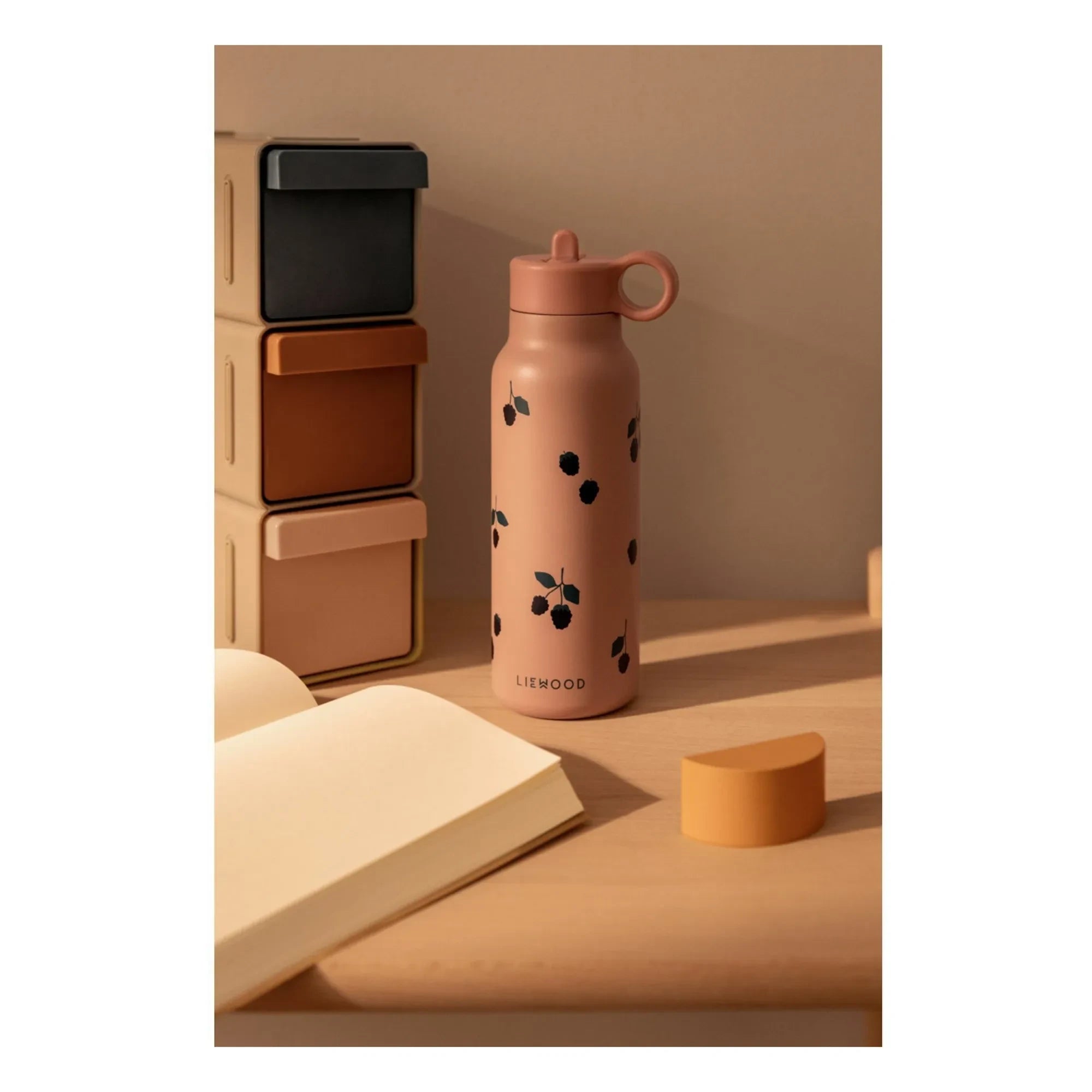 Liewood - Falk paslanmaz çelik su şişesi - 350 ml | Berry/Pale Tuscany