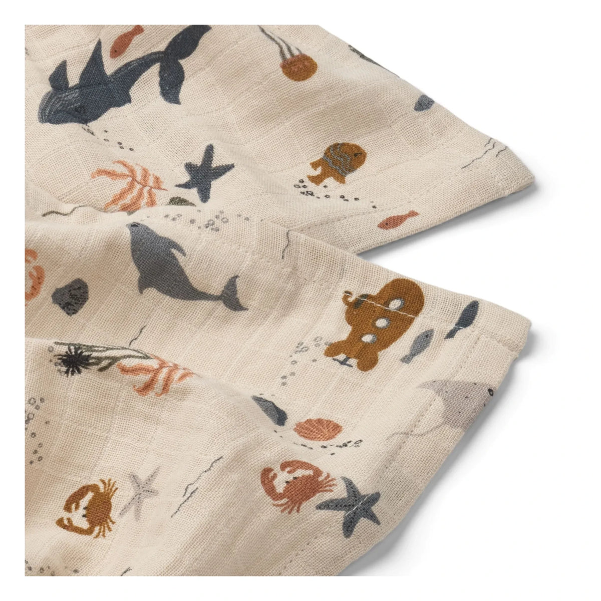 Liewood - Lewis Organic Cotton Baby Diapers - 2 Pack | Marine Life/Sand