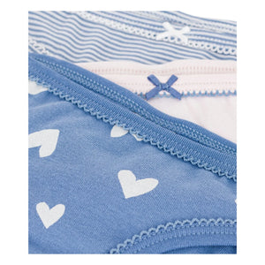 Petit Bateau - Conjunto de 3 braguitas de corazón | Azul