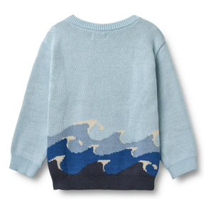 Trigo - Jersey jacquard de algodón orgánico de Knud Vagues | Azul claro