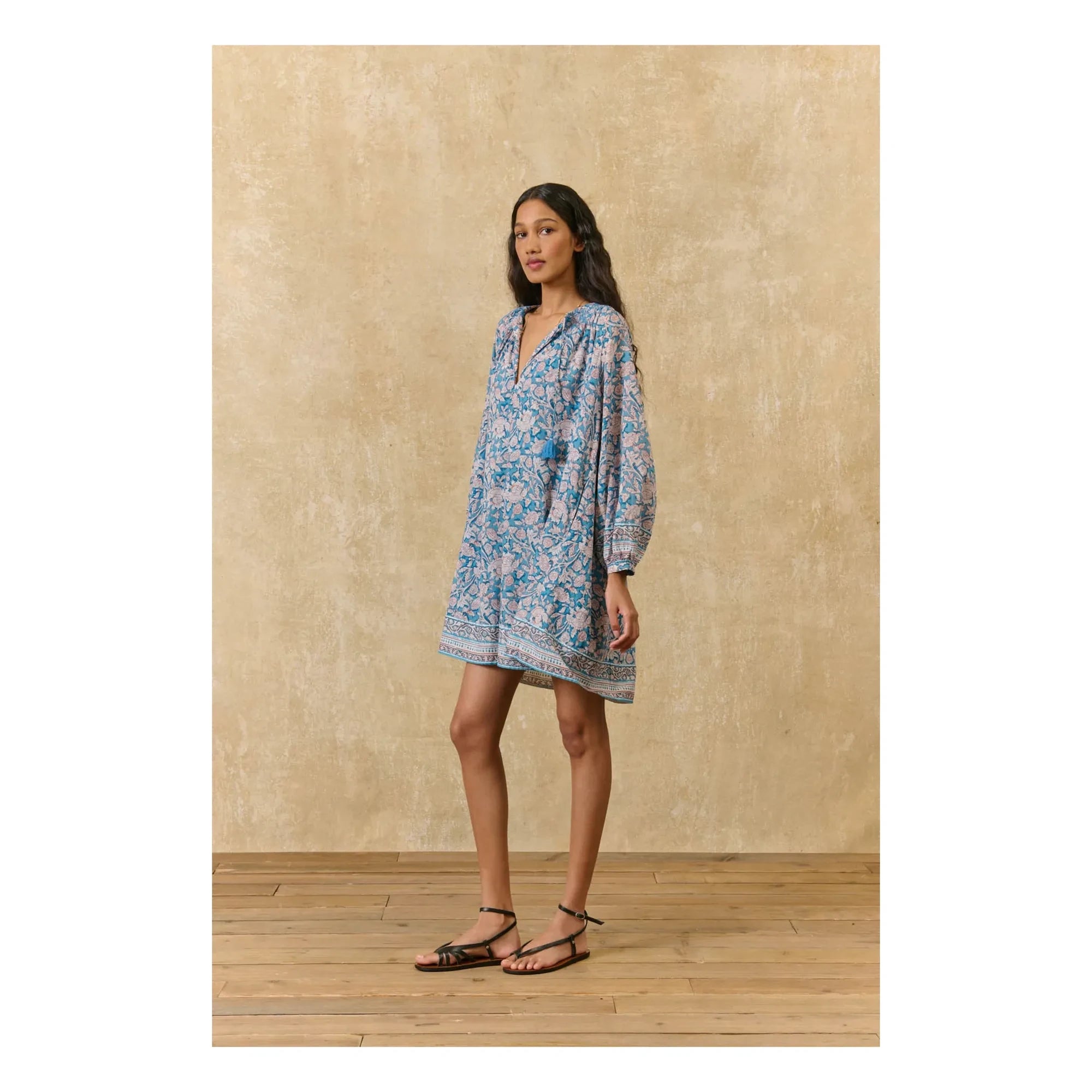 Louise Misha - Vestido de algodón orgánico Janice | Azul