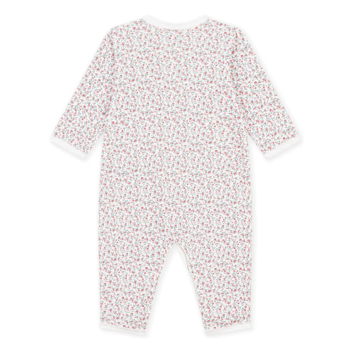 Petit Bateau - Dors Bien Piedsiz Çiçekli Organik Pamuklu Pijama | Beyaz