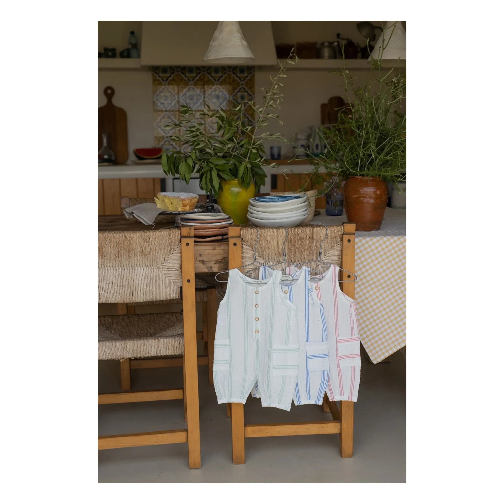 Familien-Tipp 1+ - Montjoi gestreifter Overall | Hellblau