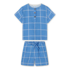 Fliink - Conjunto de camiseta y shorts de cuadros Cha Cha | Azul