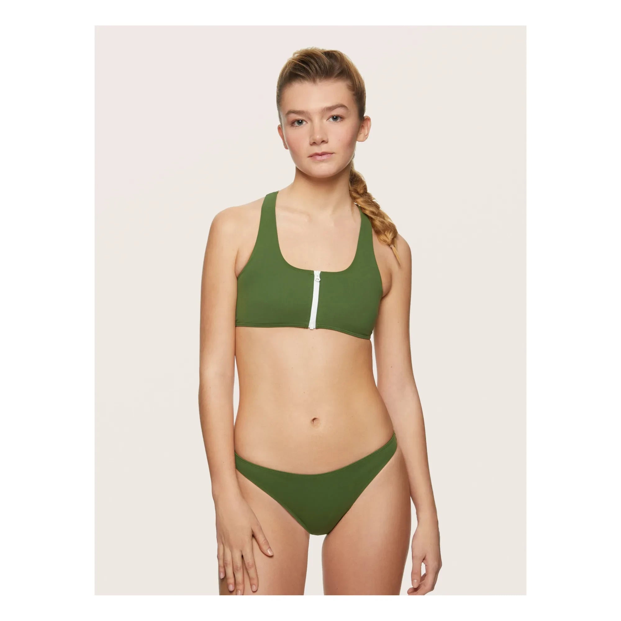 Miska Paris - Fermuarlı Bikini Üstü | Haki
