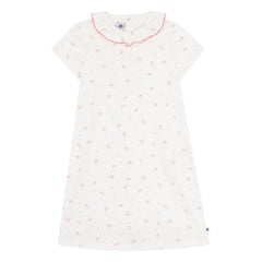 Petit Bateau - Nachthemd mit Lochmuster und Blumenmuster | Weiß