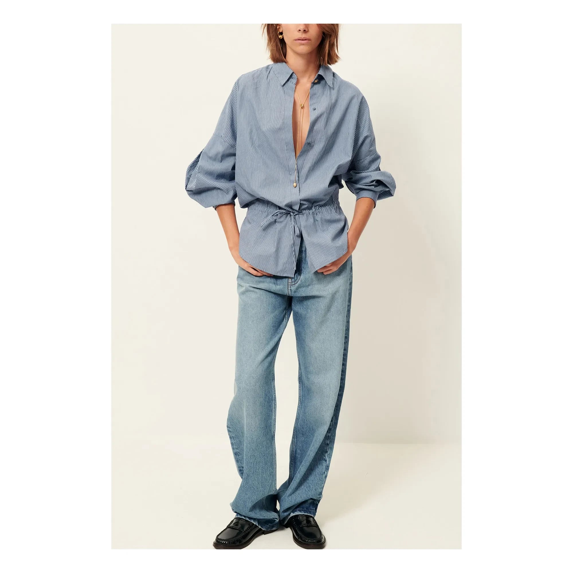 Sessùn - Blusa de algodón a rayas Santalin | Azul