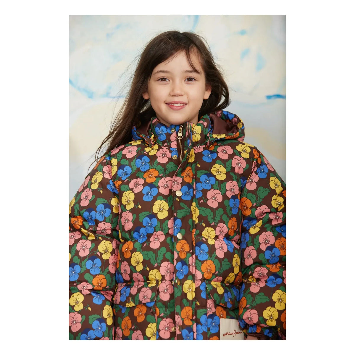 Mini Rodini - Blumenmuster Steppjacke mit recycelter Füllung | Schwarz