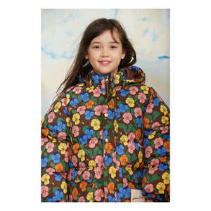 Mini Rodini - Blumenmuster Steppjacke mit recycelter Füllung | Schwarz