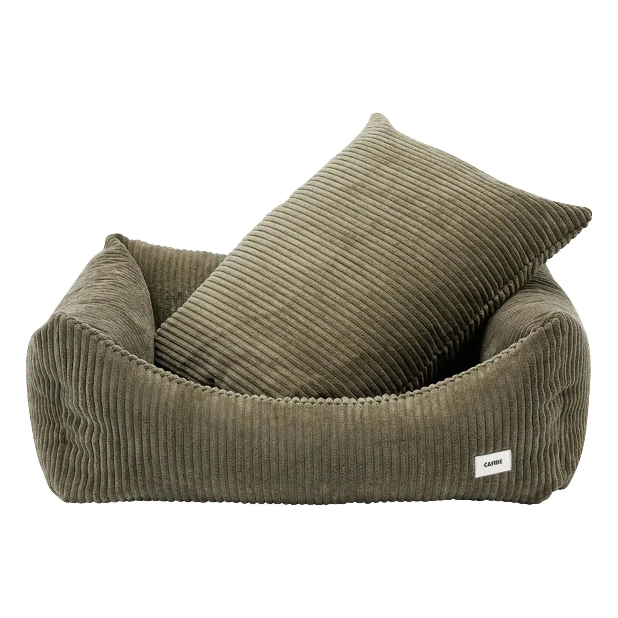 Cafide - Snozy Velvet Dog Bed | Green