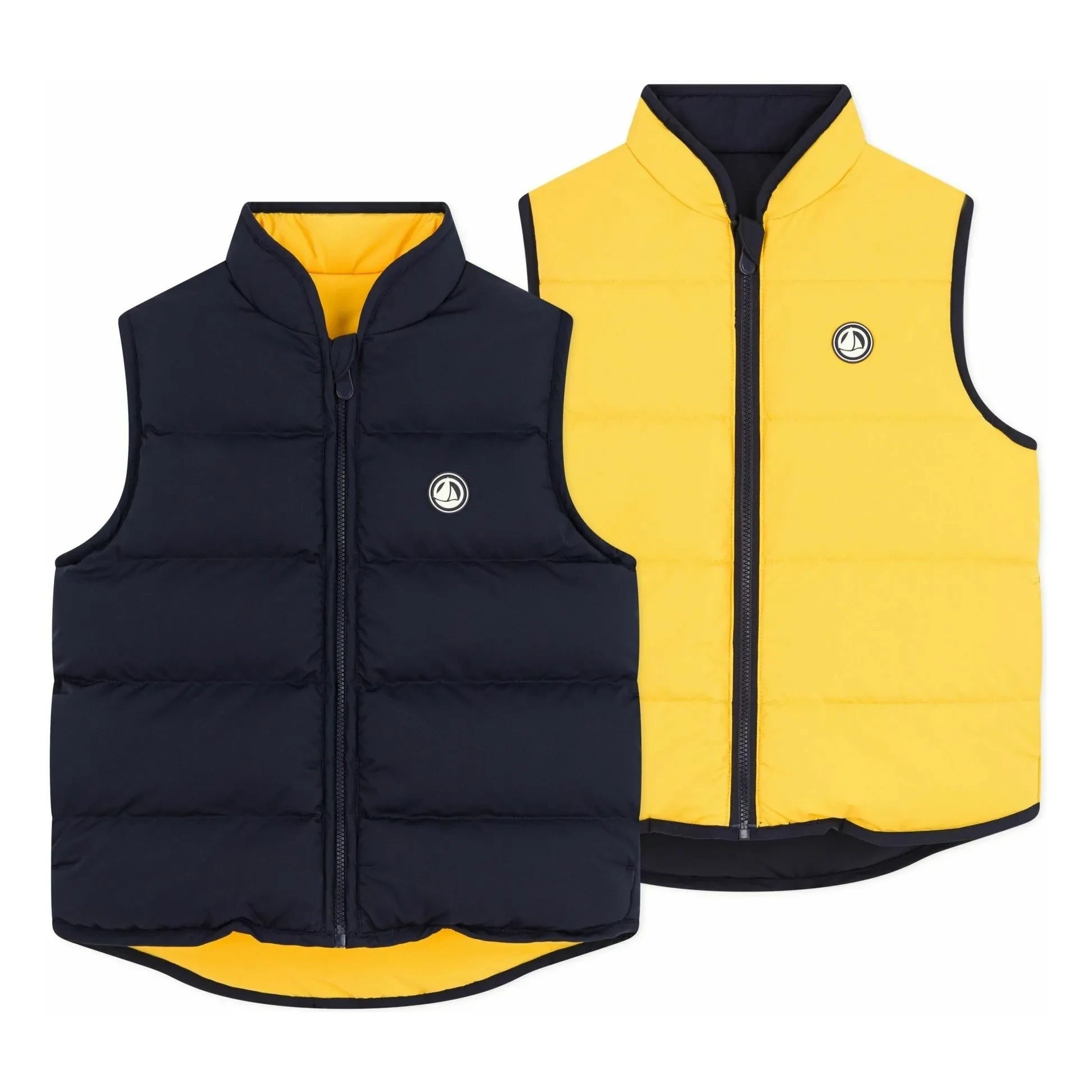 Petit Bateau - Double-Sided Sleeveless Puffer Vest | Navy Blue