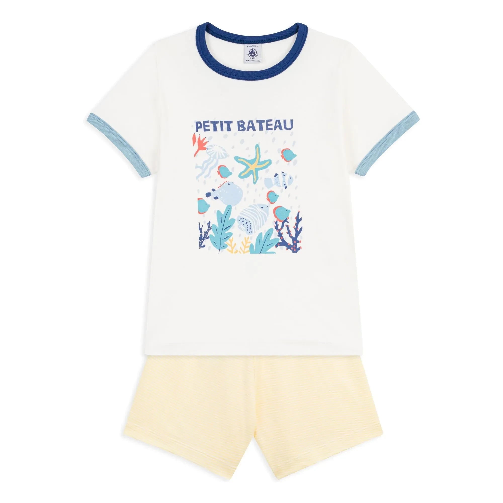 Petit Bateau - Ocean Organik Pamuklu Pijama Şort | Beyaz
