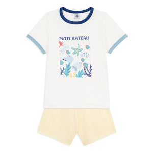 Petit Bateau - Ocean Organik Pamuklu Pijama Şort | Beyaz