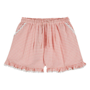 Emile et Ida - Short con volantes de cuadros vichy de algodón orgánico | Rosa