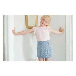 Soor Ploom - Zeytin Rengi Denim Mini Etek | Mavi