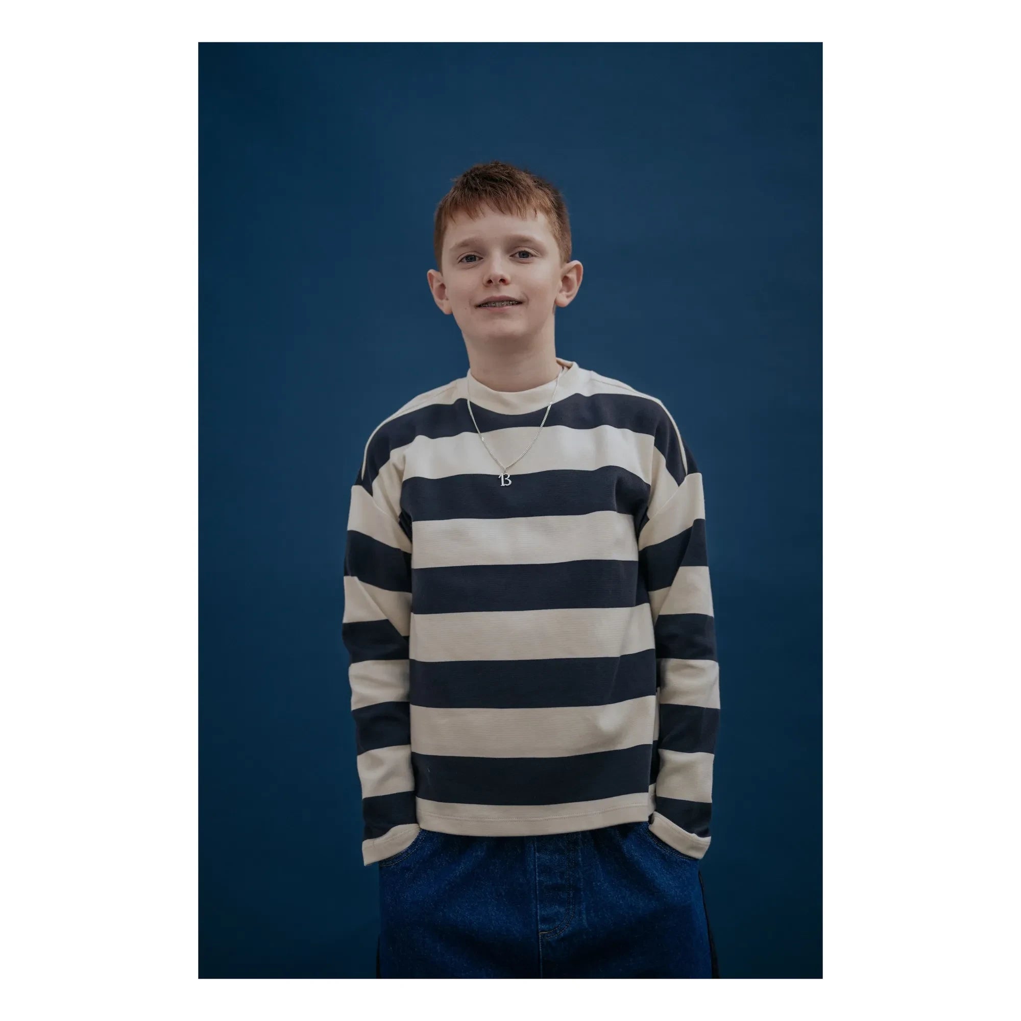 Repose AMS - Organik pamuklu çizgili sweatshirt | Bej