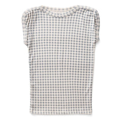 Soor Ploom - Sundae Gingham Organic Cotton Drawstring T-Shirt | Ice Blue
