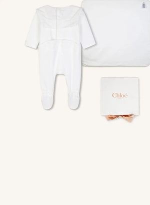Chloé - طقم بيجامة وبطانية من القطن العضوي | أبيض