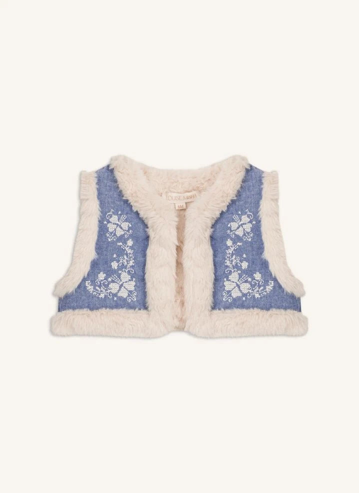 Louise Misha - Gilet in pelliccia sintetica in cotone biologico Librana | Blu