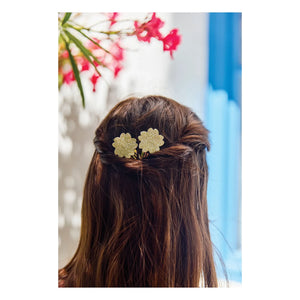 Tartine et Chocolat - 2er Set Hibiskus Glitzer-Haarklammern | Gold