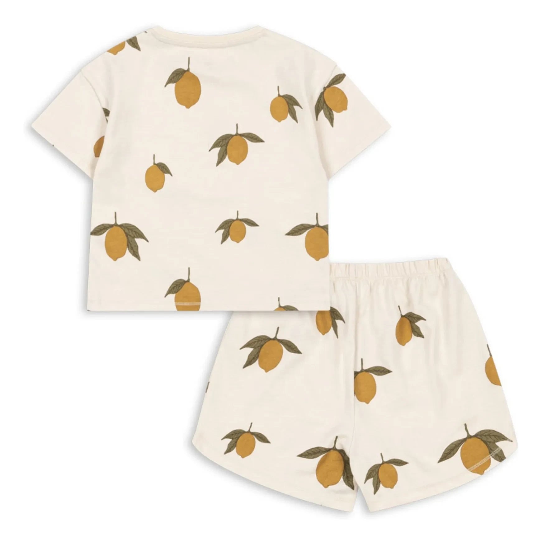 Konges Sløjd - Conjunto de camiseta y pantalón corto de algodón orgánico en color limón y crudo