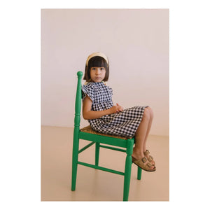 Studio Bohème - Cousine Vichy Bio-Baumwoll-Musselin-Kleid | Schwarz